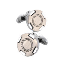 Round Mechanical Pattern Suits Cufflinks Double Color Brushed Stick Pin Cufflinks